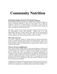 Community Nutrition - Human Nutrition - University of Otago