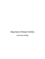 200 level papers - Human Nutrition - University of Otago