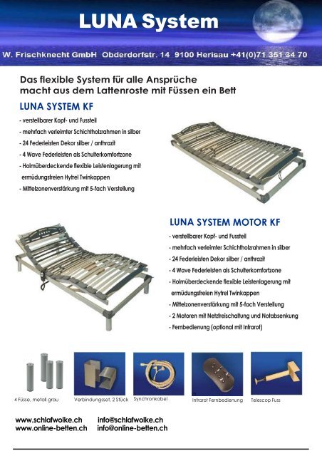 Linea LUNA System und Zubehör - Online Betten