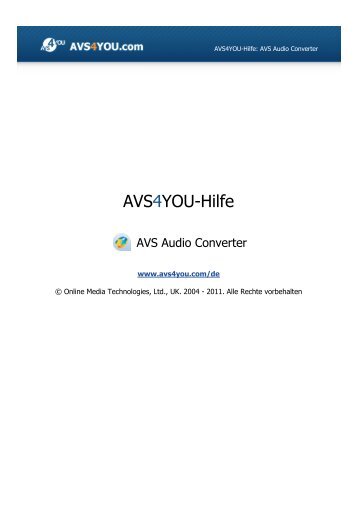 Download der PDF-Hilfe für AVS Audio Converter - AVS4YOU ...