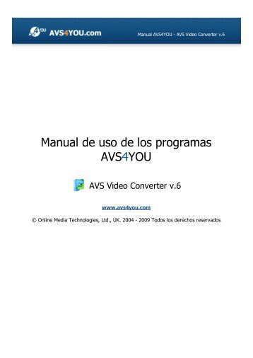 Manual de uso AVS4YOU - AVS Video Converter v.6