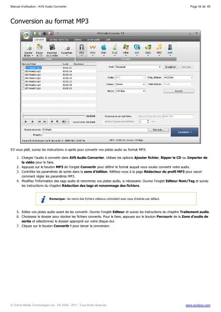 Manuel d'utilisation - AVS Audio Converter - AVS4YOU >> Online Help