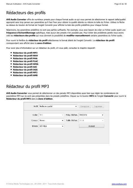 Manuel d'utilisation - AVS Audio Converter - AVS4YOU >> Online Help