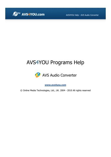 AVS4YOU Programs Help - AVS Audio Converter