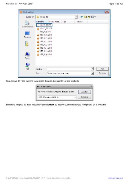 Manual de uso - AVS Audio Editor - AVS4YOU >> Online Help