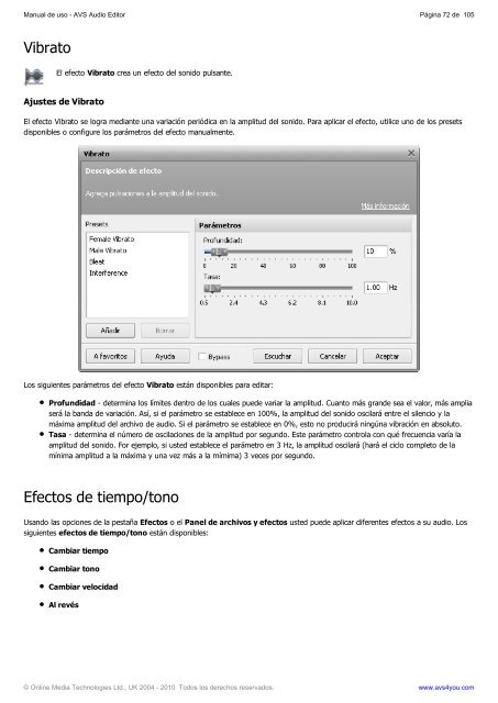 Manual de uso - AVS Audio Editor - AVS4YOU >> Online Help