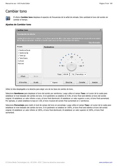 Manual de uso - AVS Audio Editor - AVS4YOU >> Online Help