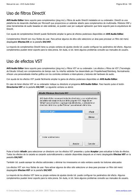 Manual de uso - AVS Audio Editor - AVS4YOU >> Online Help