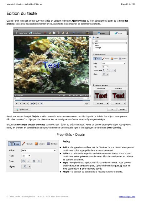 Manuel d'utilisation - AVS Video Editor v.4 - AVS4YOU >> Online Help