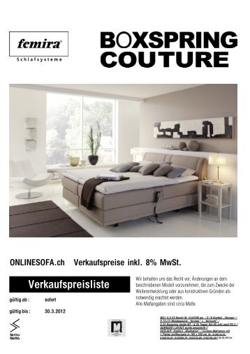 Femira BoxSpring Bed Couture - onlinesofa.ch
