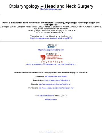 Panel 2: Eustachian Tube, Middle Ear, and Mastoid—Anatomy ...