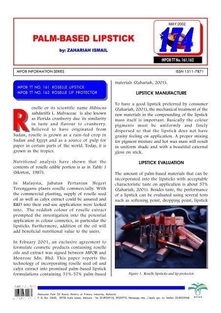 Roselle lipstick - PALMOILIS - MPOB