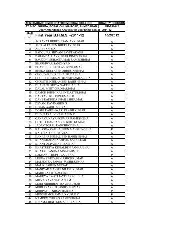 First Year B.H.M.S. -2011-12