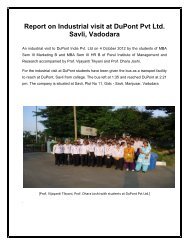Report on Industrial visit at DuPont Pvt Ltd. Savli, Vadodara