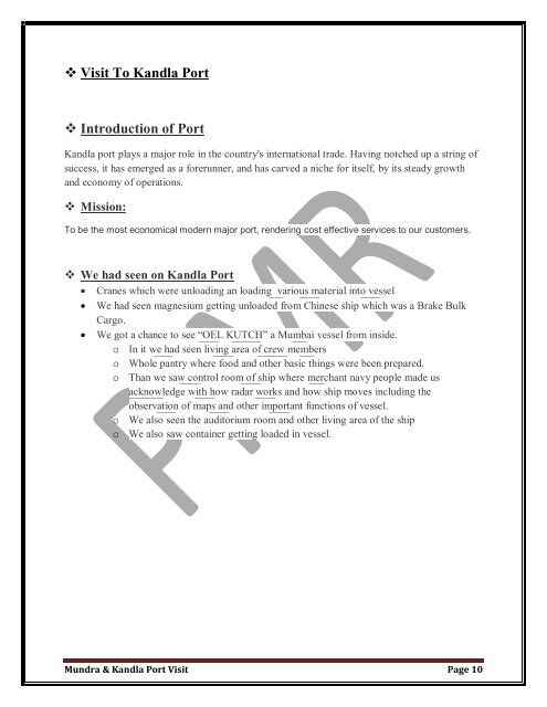 Mundra & Kandla Port Visit Page 1 - Parul Group of Institutes