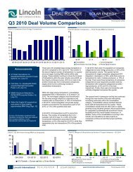 Q3 2010 Deal Volume Comparison - Lincoln International