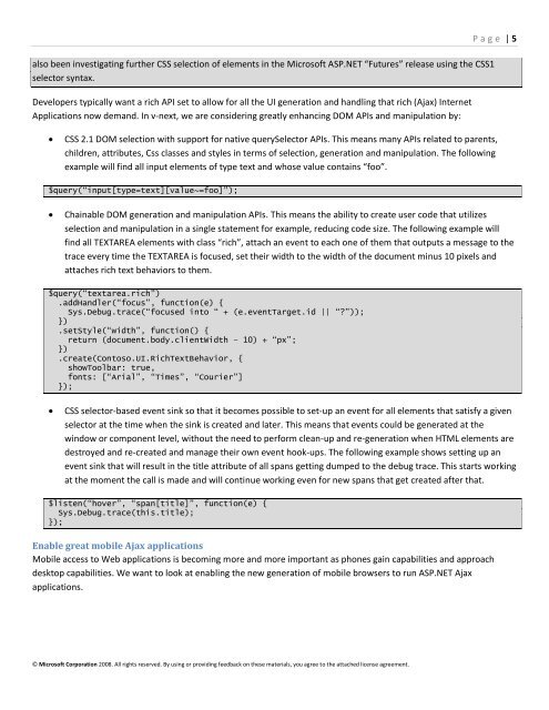 Microsoft ASP.NET Ajax Road Map