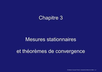 I. Mesures stationnaires - Université Paris-Est Marne-la-Vallée