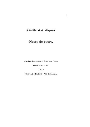 Outils statistiques Notes de cours. - Université Paris-Est Marne-la ...