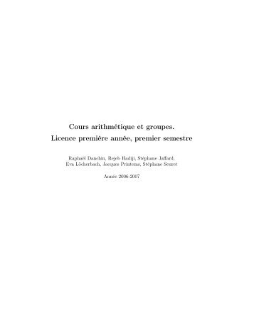 Polycopié du cours d'Arithmétique et Groupes