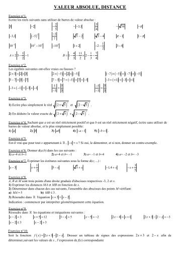 valeur absolue, distance - correction