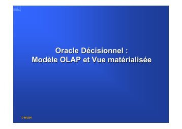 Oracle Décisionnel : Modèle OLAP et Vue matérialisée