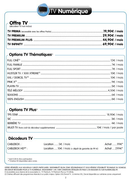 Brochure tarifaire - Numericable