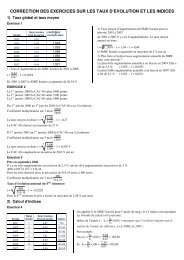 correction des exercices sur les taux d'evolution et les indices