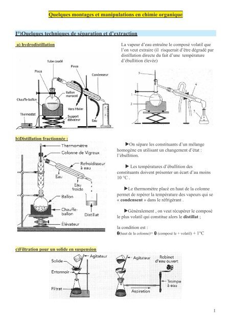 Quelques montages et manipulations en chimie organique I ...