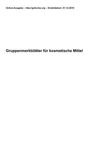 Gruppenmerkblätter für kosmetische Mittel - Peter Greven