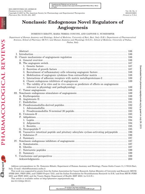 Nonclassic Endogenous Novel Regulators of Angiogenesis