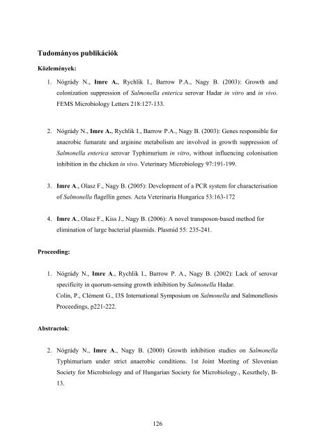 értekezés - Állatorvostudományi Doktori Iskola