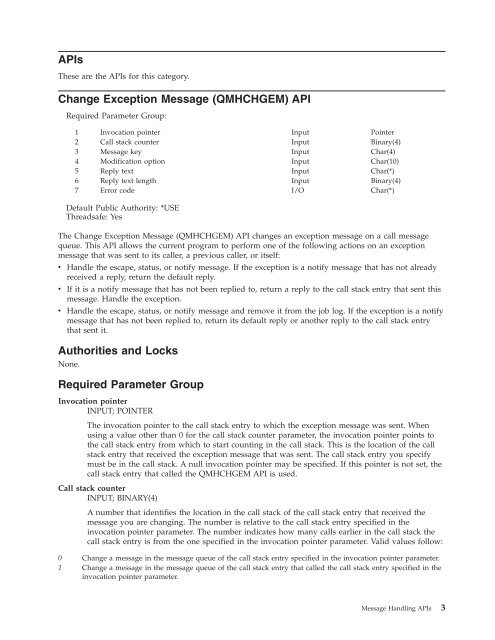 System i: Programming Message Handling APIs - IBM