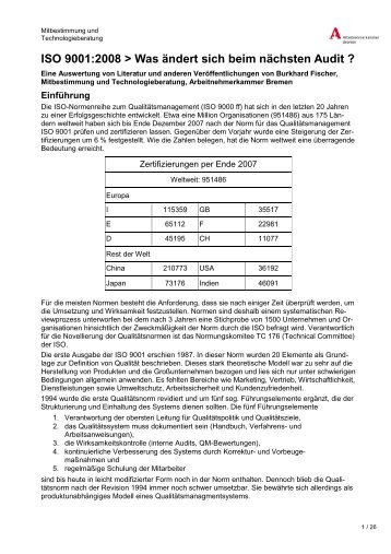 ISO 9001:2008 > Was ändert sich beim nächsten Audit ?