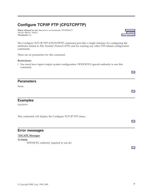 TCP/IP Connectivity Utilities for i5/OS commands - IBM