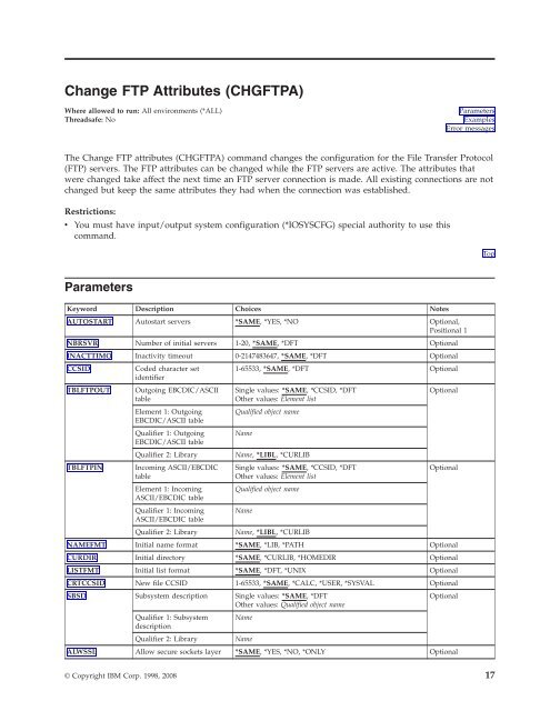 TCP/IP Connectivity Utilities for i5/OS commands - IBM