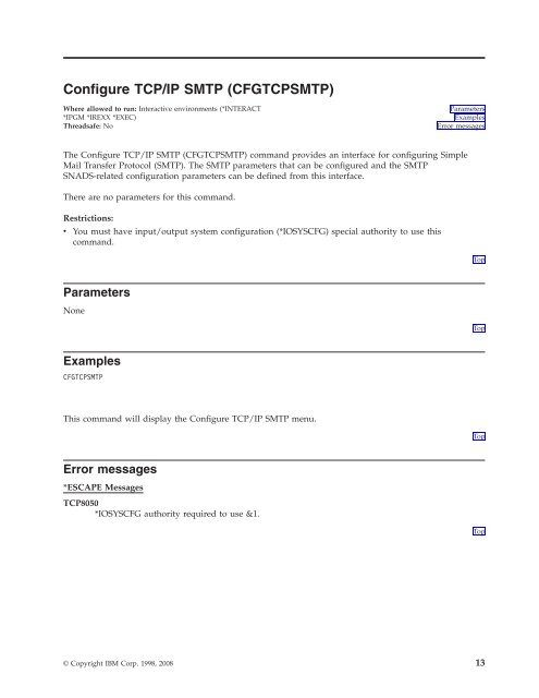 TCP/IP Connectivity Utilities for i5/OS commands - IBM