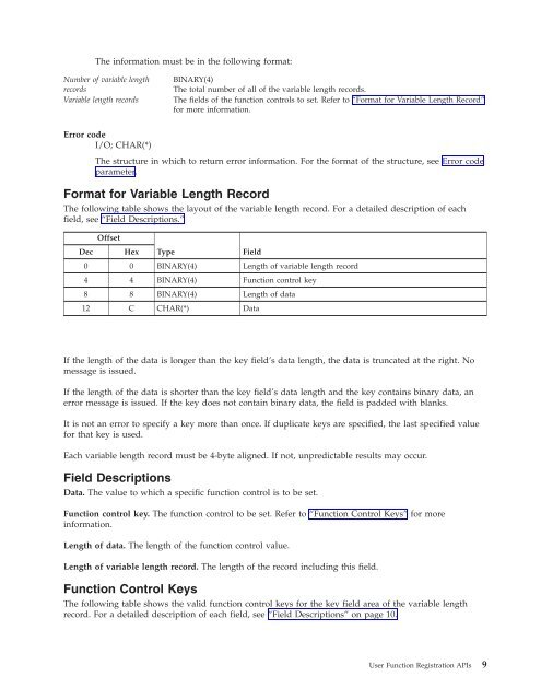 System i: Programming User Function Registration APIs - IBM