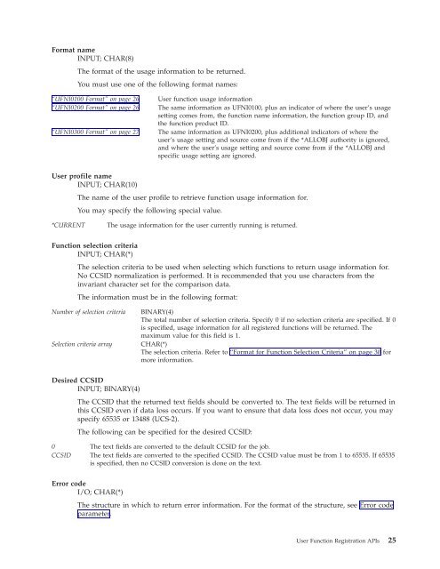 System i: Programming User Function Registration APIs - IBM