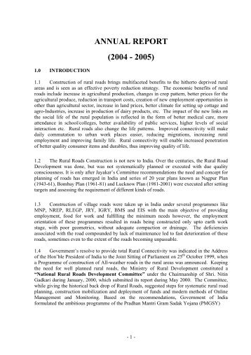 ANNUAL REPORT (2004 - 2005) - pmgsy