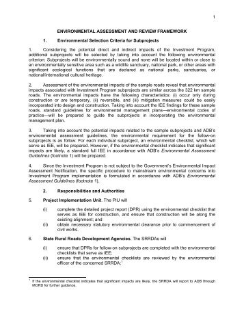 environmental assessment and review framework - pmgsy