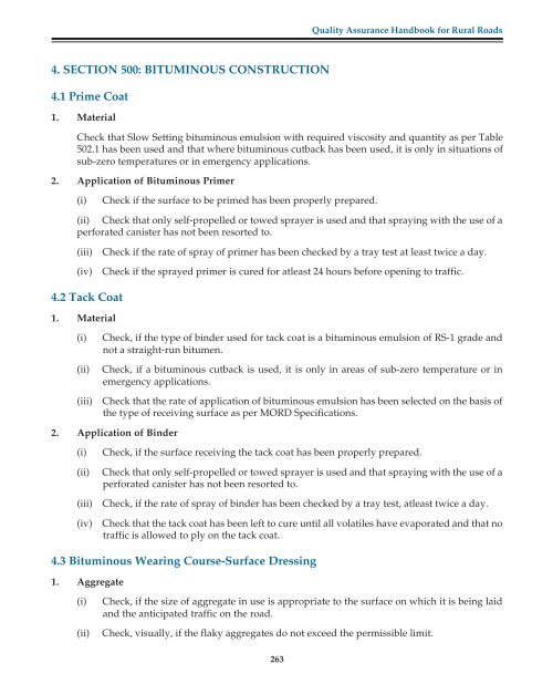 Quality Assurance Handbook for Rural Roads Volume-I - pmgsy