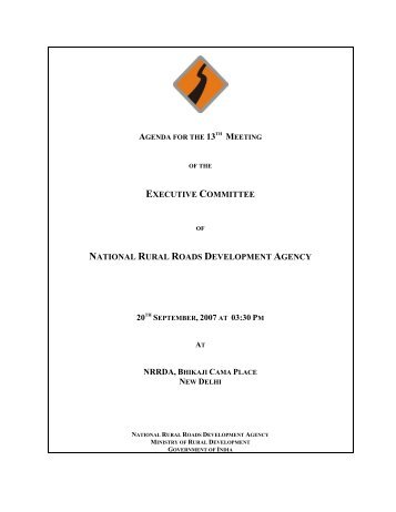 Agenda for the 13 th Executive Committee Meeting dt. - pmgsy