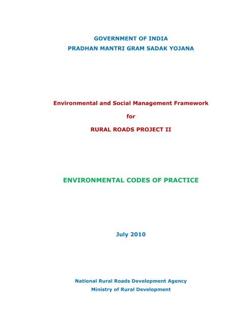 Environmental Codes Of Practice Pmgsy