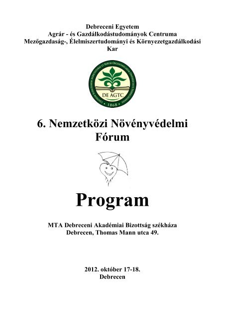 Program - Debreceni Egyetem Agrár