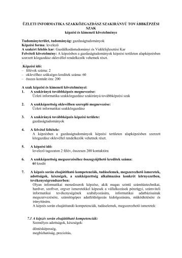 Üzleti informatika szakközgazdász