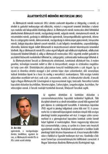 ÁLLATTENYÉSZTŐ MÉRNÖKI MESTERSZAK (MSc) - Debreceni ...