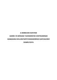 A DE AGTC Szabadság Nyilvántartó Rendszer szabályzata