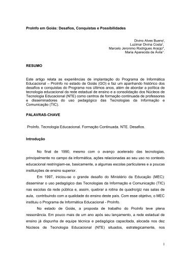 ProInfo em Goiás: Desafios, Conquistas e Possibilidades - Portal do ...