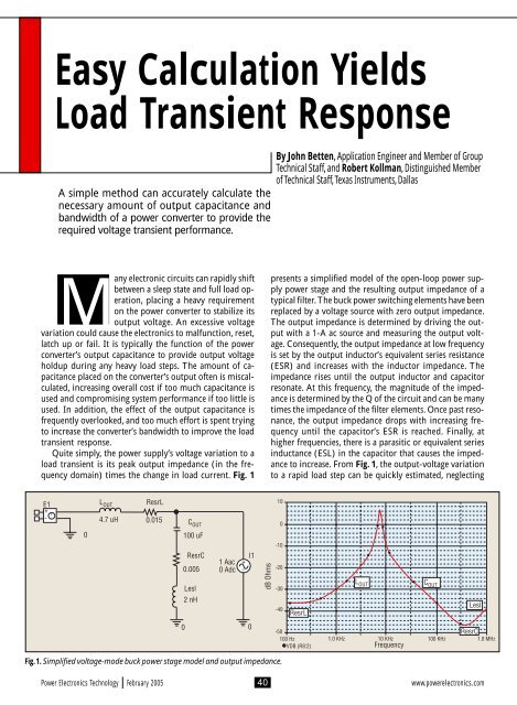 Easy Calculation Yields Load Transient Response - Power Electronics